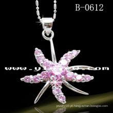 925 pingente de flor de prata esterlina com CZ cor-de-rosa (B-0612)